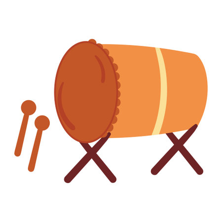 hand drawing cartoon eid mubarak drum vectorのイラスト素材