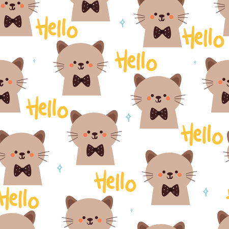 seamless pattern cartoon cats. cute animal wallpaper illustration for gift wrap paperのイラスト素材
