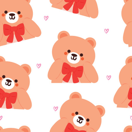 seamless pattern cartoon bears. cute animal wallpaper illustration for gift wrap paperのイラスト素材