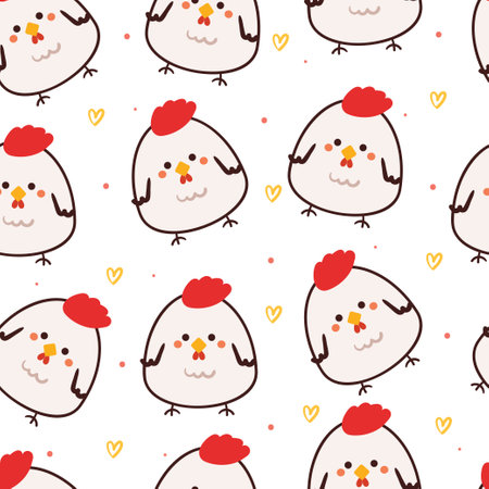 seamless pattern cartoon chicken. cute animal wallpaper for textile, gift wrap paperのイラスト素材