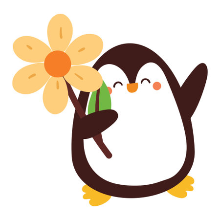 cute hand drawing cartoon penguin. cute penguin sticker, animal doodle stickerのイラスト素材