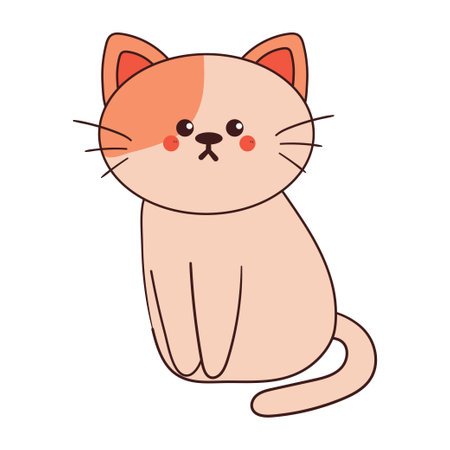 hand drawing cartoon cat. cute animal drawing, doodle stickerのイラスト素材