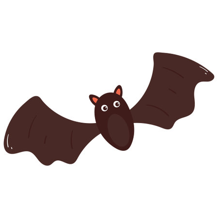 cute hand drawing cartoon bat. cute animal sticker, doodle