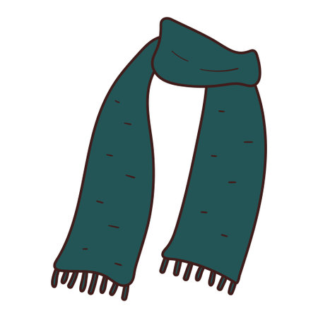 hand drawing cartoon green scarf sticker. cute drawing for fashion icon, doodleのイラスト素材