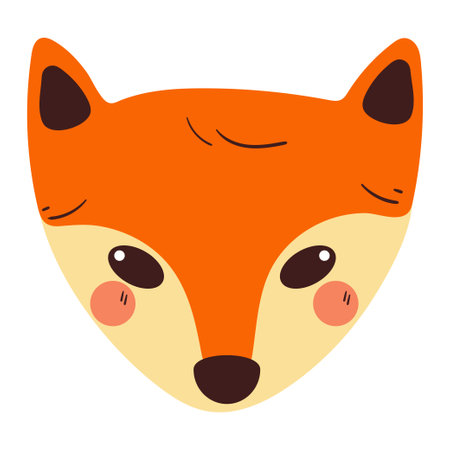hand drawing cartoon fox head. animal cartoon for sticker and iconのイラスト素材