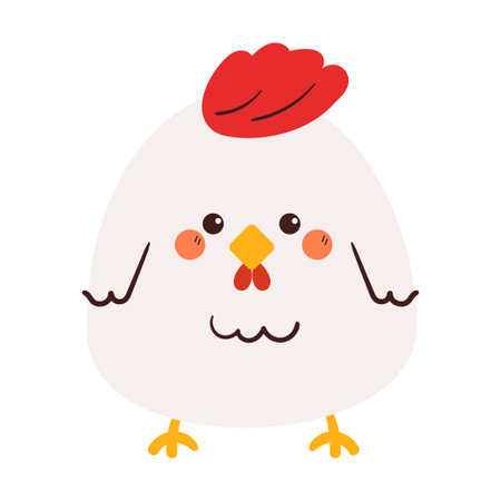 cute drawing cartoon chicken. cute animal drawing, doodle, stickerのイラスト素材