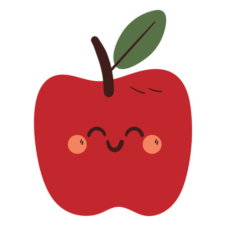 cute drawing cartoon red apple character. cute apple cartoon for sticker, iconのイラスト素材