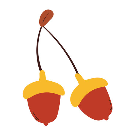 cute drawing cartoon acorn for autumn season sticker and iconのイラスト素材