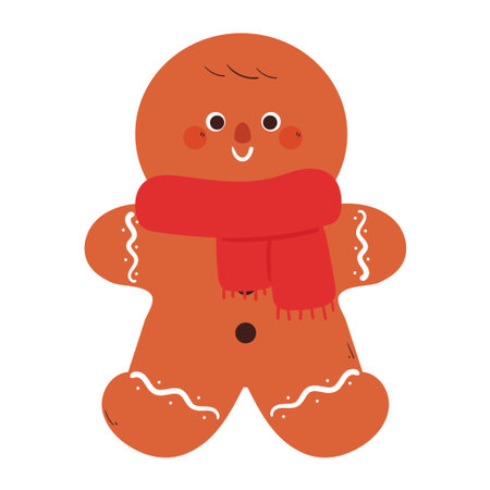 cute hand drawing cartoon gingerbread with winter and Christmas element designのイラスト素材
