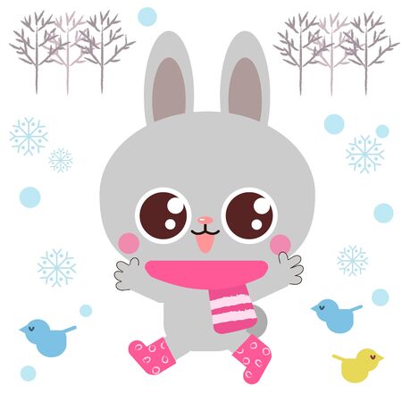 Rabbit illustration material of winter clothesのイラスト素材