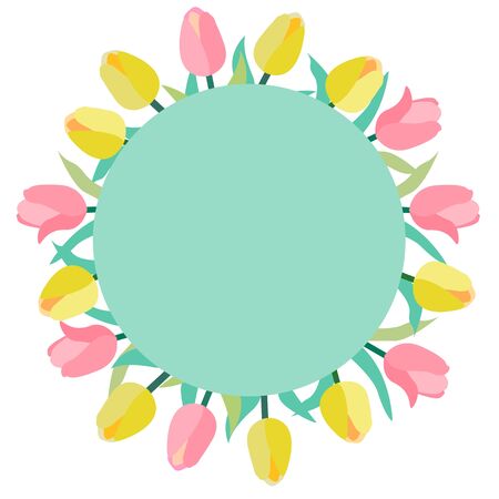 Tulip Flower Frame Illustrationのイラスト素材