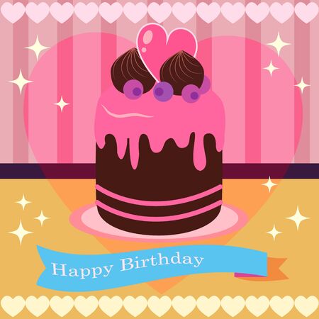 Birthday Chocolate Cake Illustrationのイラスト素材