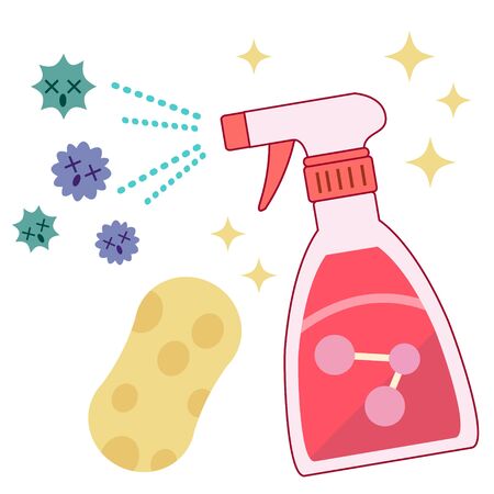 Debacterial and cleaning spray illustrationsのイラスト素材