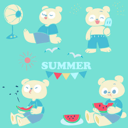 A hand-drawn illustration of a polar bear to enjoy summer