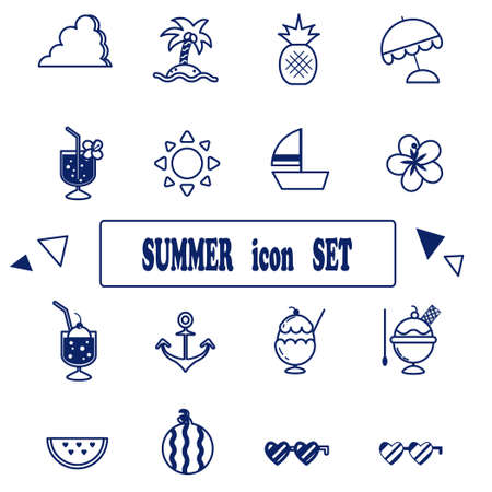 Summer icon illustration setのイラスト素材