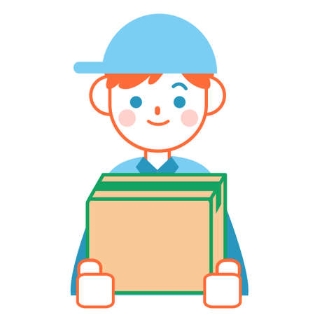 a man who is a delivery man with a cardboard boxのイラスト素材