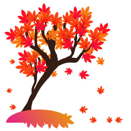 Illustration of the red autumn leavesのイラスト素材