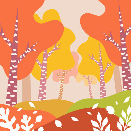 Red autumn landscape illustrationのイラスト素材