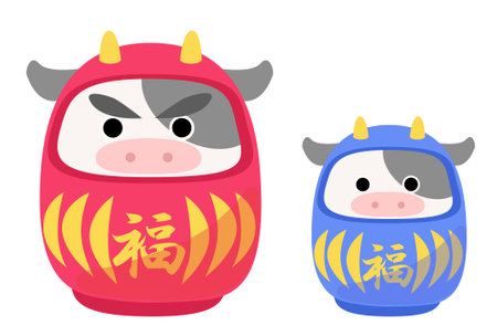 Daruma Design Cow Illustrationのイラスト素材