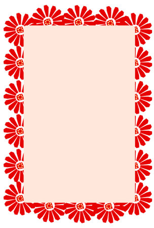 Hand drawn retro flower frame materialのイラスト素材