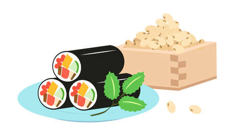 Ekomaki and Bean Setsudetsu Illustrationのイラスト素材