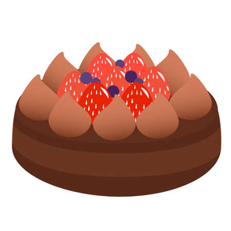 Strawberry Chocolate Whole Cake Stock Illustration