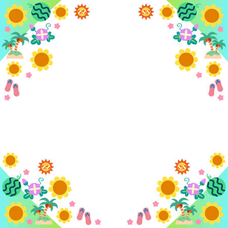 Square frame vector illustration material of summer material