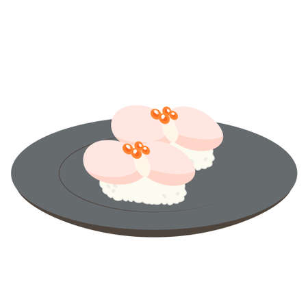 Sushi illustration of scallops on a plateのイラスト素材