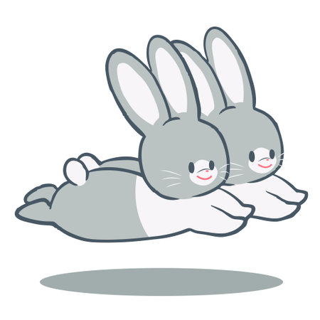 Hand drawn two rabbits vector illustrationのイラスト素材