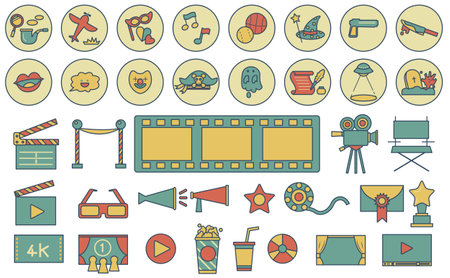 Movie icon illustration setのイラスト素材
