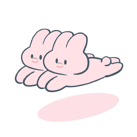 Hand drawn two rabbits illustrationのイラスト素材