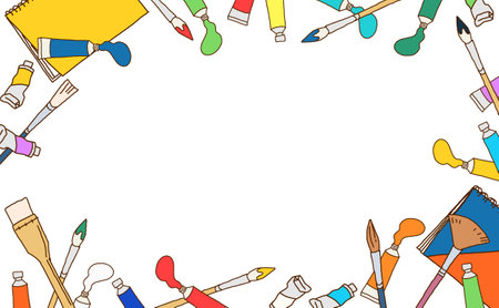Frame illustration of art suppliesのイラスト素材