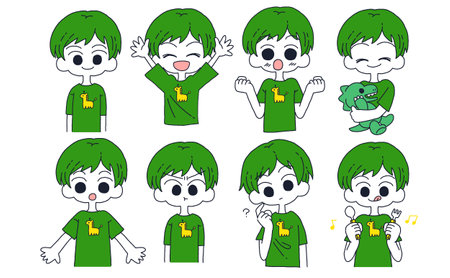 Illustration set of various facial expressions of children and boysのイラスト素材