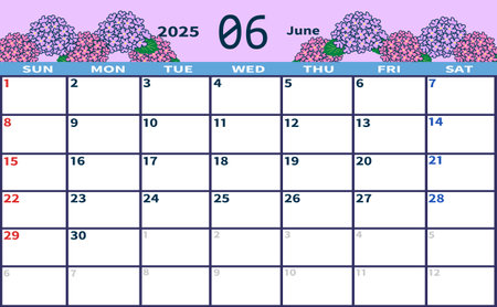 Monthly calendar for June 2025のイラスト素材