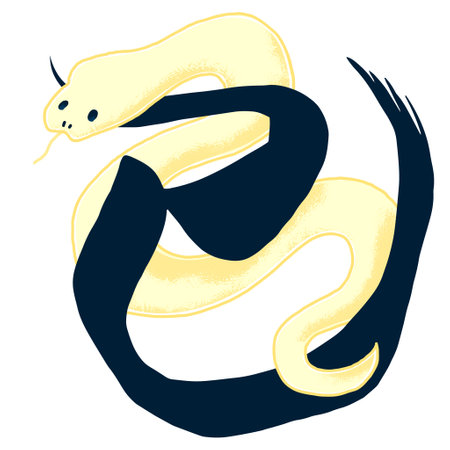 Hand-drawn illustration material of "Mi" and snakeのイラスト素材
