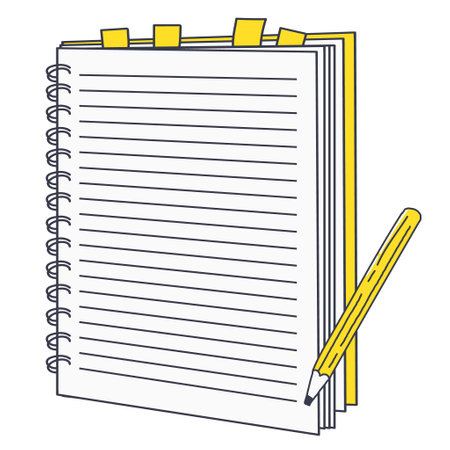 Illustration of a lined notebook and pencilのイラスト素材