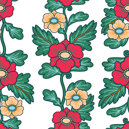 Asian style peony flower illustrationのイラスト素材