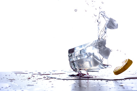 Drink glass drops and spillsの写真素材