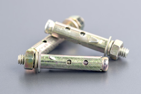 Sleeve anchor bolt on the aluminium composite panelの写真素材