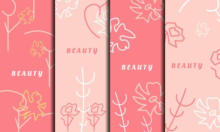 abstract flower packaging. pink flar flowerのイラスト素材