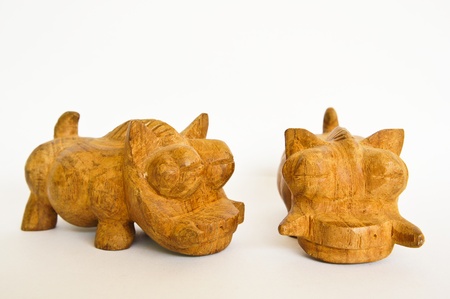 Woodcarving  pigの写真素材