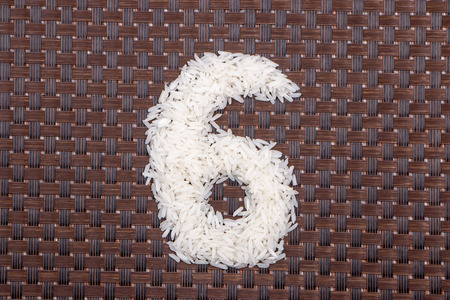 6 number from raw riceの写真素材