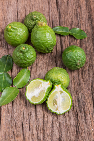 Bergamot on wooden backgroundの写真素材