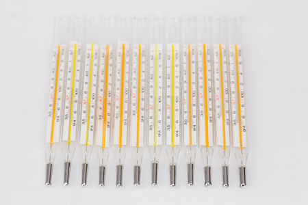 group of thermometer on white background
