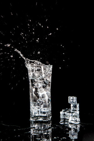 clear water splash on black backgroundの写真素材