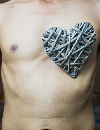 bamboo weave  heart shape on chestの写真素材
