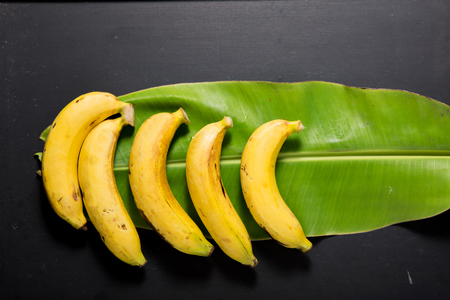 bananas on the black backgroundの写真素材