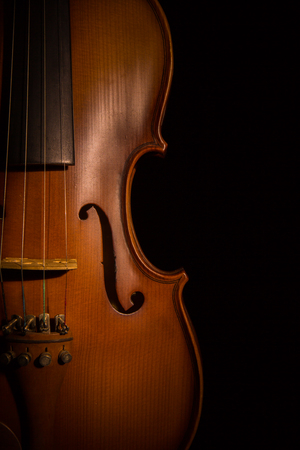 violin vintage on blackl backgroundの写真素材