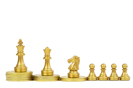 golden chess piece on white backgroundの写真素材