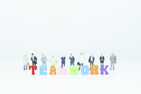 Text TEAMWORK word with miniature people,businsee conceptの写真素材